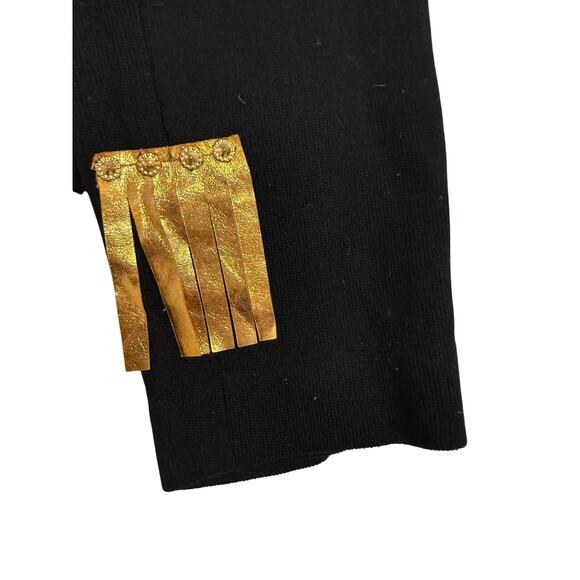 Vintage black and gold handmade pants fringe 1980s - Picture 9 of 10